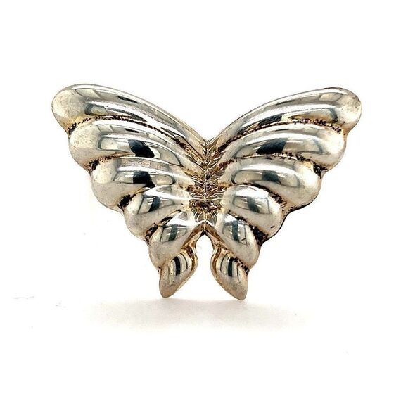 Tiffany & Co Estate Puffed Butterfly Brooch Pin Sterling Silver TIF516 - Picture 1 of 10